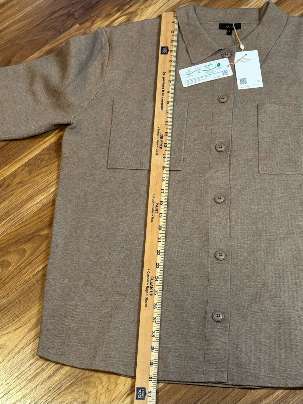 Quince Women’s Eco-Knit Milano Stitch Oversized Shirt Jacket, Warm Taupe, Size L - Picture 6 of 10